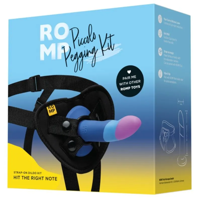 Strap-on ROMP Piccolo s postrojem a silikonovým dildem 14 cm, trojbarevný - obrázek 6