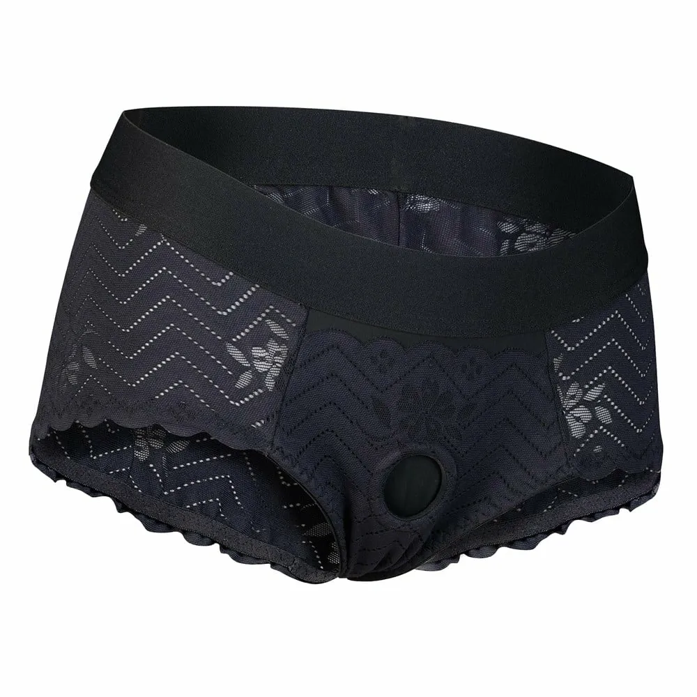 Krajkový postroj na strap-on BOLD. PHOENIX hipster se silikonovým dildem, černý, XXL - obrázek 3