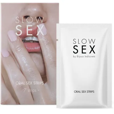 Mátové proužky na orální sex Bijoux Indiscrets Slow Sex, 7 ks