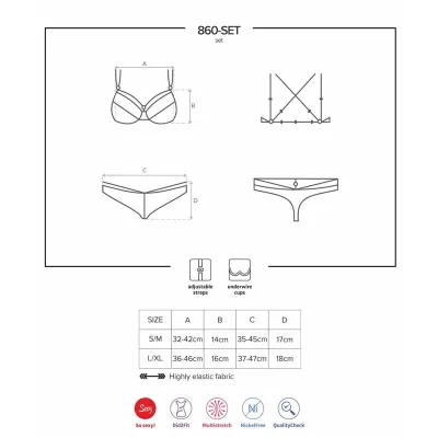 Komplet prádla Obsessive 860-SET-1, podprsenka a tanga, černý, L/XL - obrázek 3