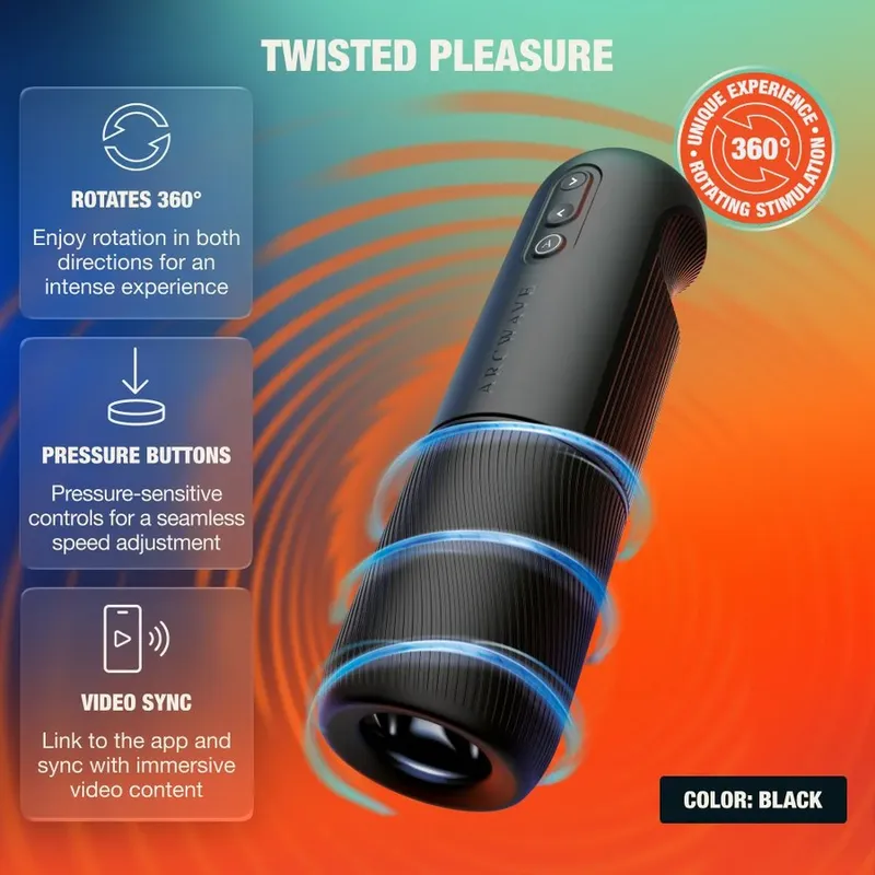 Rotační masturbátor Arcwave Orbit 360° s aplikací, černý