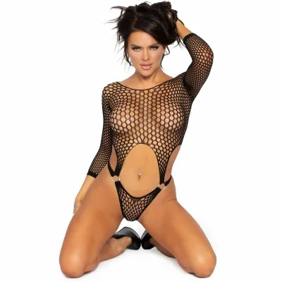 Leg Avenue body s tangou a dlouhým rukávem černé, univerzální velikost - obrázek 2