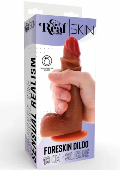 Realistické dildo ToyJoy Get Real s pohyblivou předkožkou, silikon, 18 cm - obrázek 3