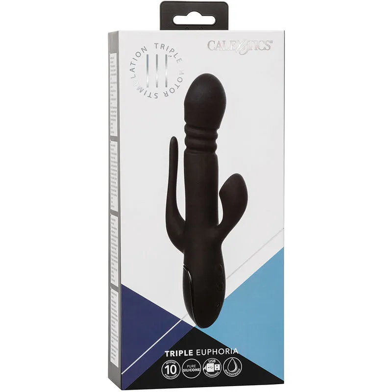 Rabbit vibrátor CalExotics Triple Euphoria s přirážením a sáním, černý - obrázek 11