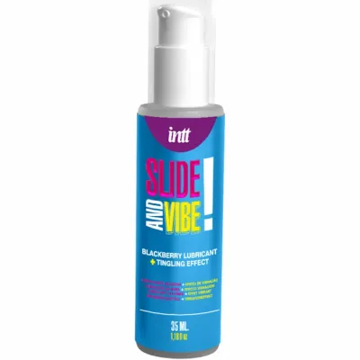 Vibrační lubrikační gel na vodní bázi INTT Kissable, ostružina, 35 ml