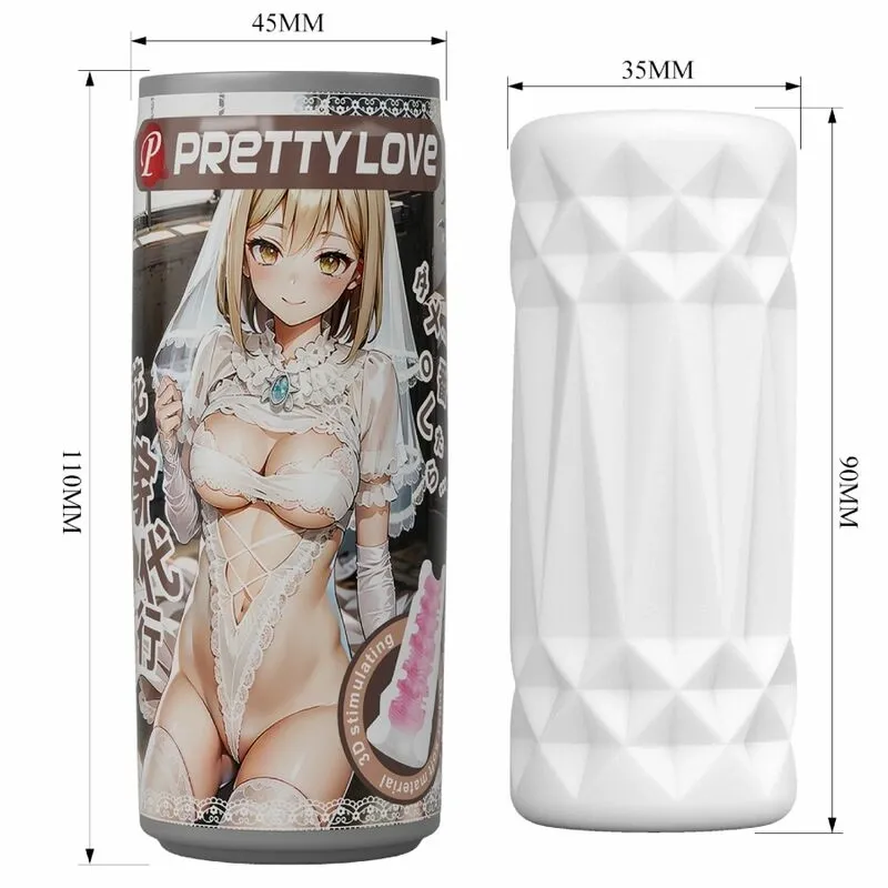 Masturbátor ve tvaru plechovky Pretty Love BM-00900T88A, bílý - obrázek 5