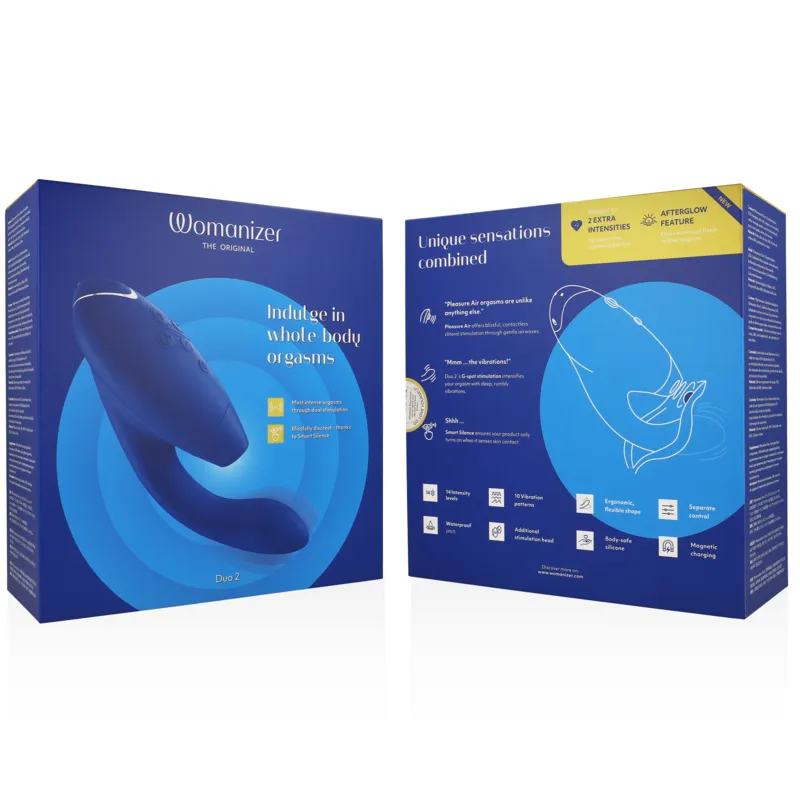 Rabbit vibrátor s tlakovým stimulátorem klitorisu Womanizer Duo 2, modrý - obrázek 14