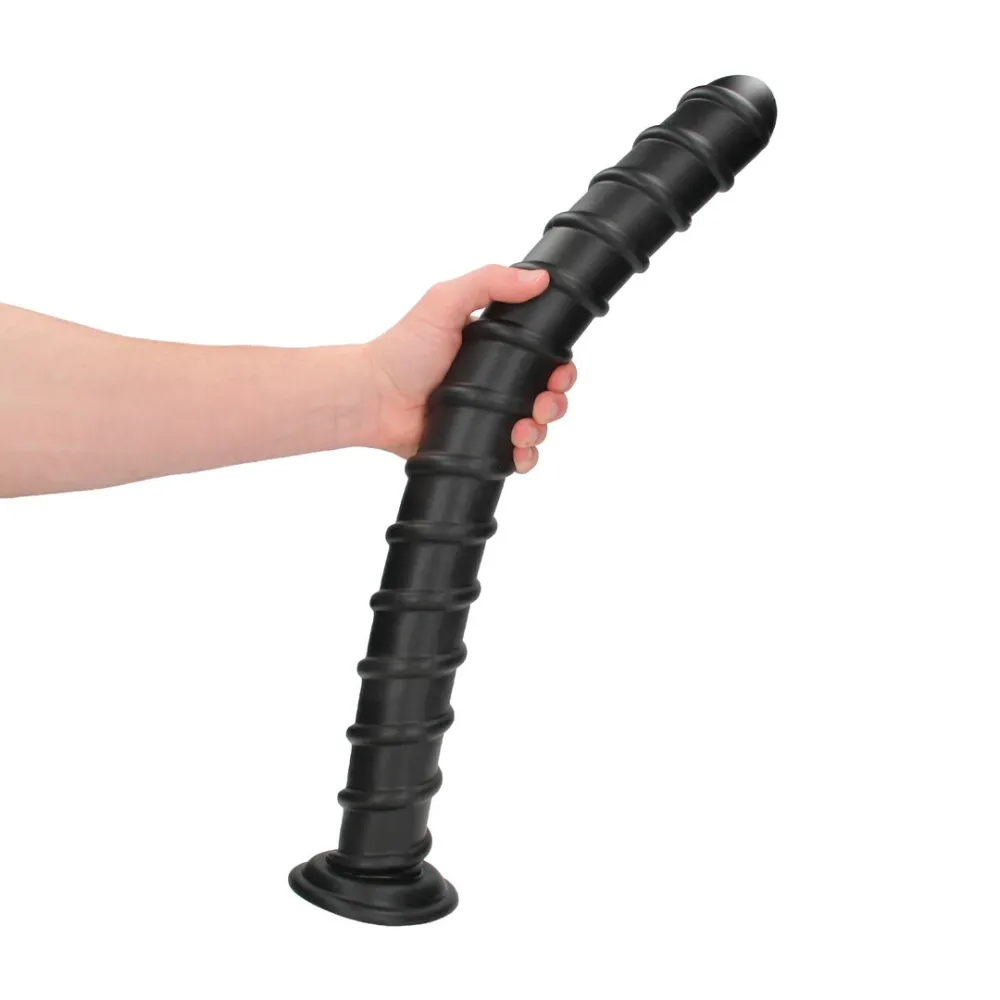 Extra dlouhý spirálový anální kolík Ouch! Pole of Power s přísavkou, černý, 56,5 cm - obrázek 6
