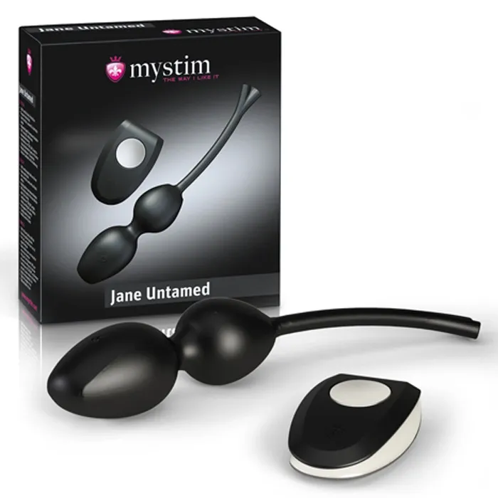 Posilovač pánevního dna Mystim Jane Untamed, vibrace a e-stim, černý, 20,8 cm - obrázek 2