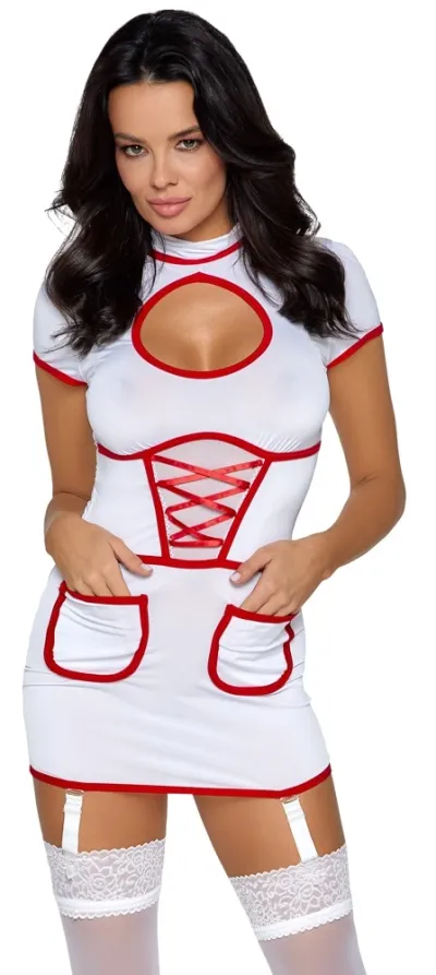 Kostým zdravotní sestry Cottelli Costumes Nurse, šaty, bílo-červený, L - obrázek 3