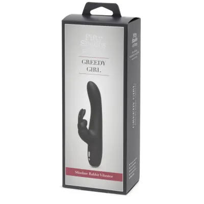 Rabbit vibrátor Fifty Shades of Grey Greedy Girl Slimline, nabíjecí, černý - obrázek 7
