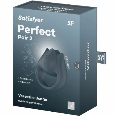 Vibrační erekční kroužek a prstový vibrátor Satisfyer Perfect Pair 2, šedý - obrázek 9