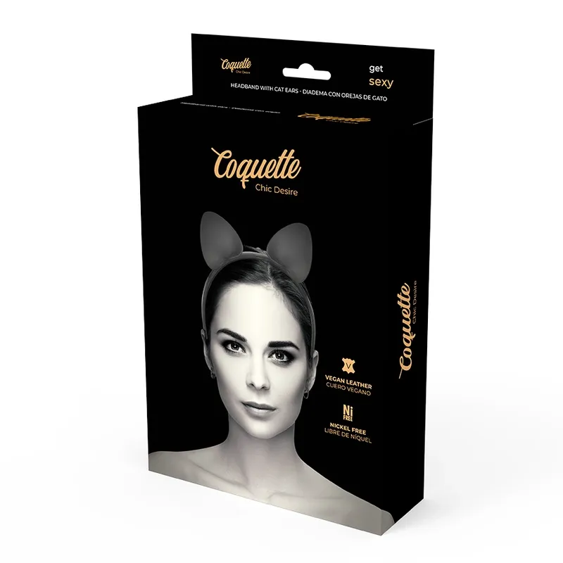 Čelenka s kočičíma ušima Coquette Chic Desire, veganská kůže, černá - obrázek 5