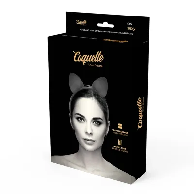 Čelenka s kočičíma ušima Coquette Chic Desire, veganská kůže, černá - obrázek 5