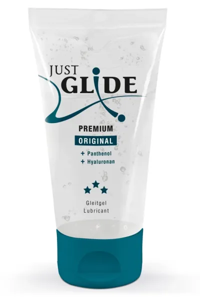 Lubrikační gel Just Glide Premium na vodní bázi s kyselinou hyaluronovou, 50 ml