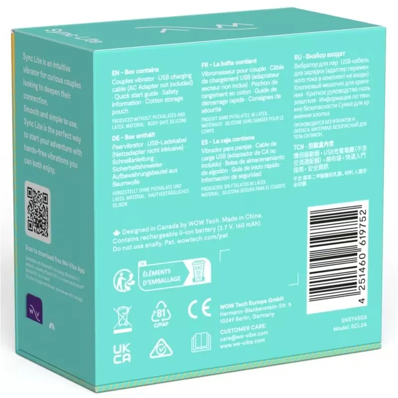 Vibrátor pro páry We-Vibe Sync Lite s aplikací, tyrkysový - obrázek 14