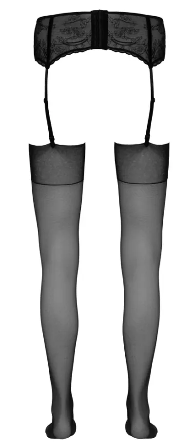 Lesklé černé punčochy Cottelli Collection, 20 DEN, klasický lem - obrázek 6