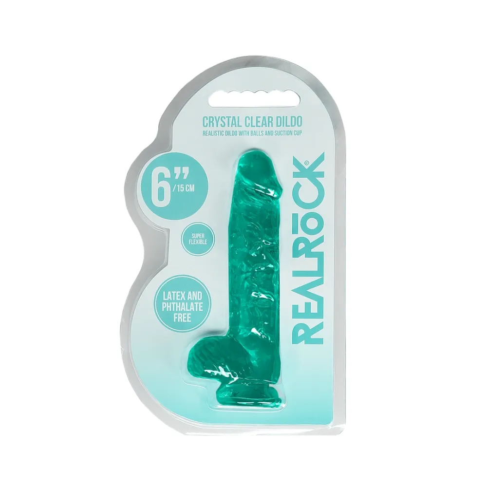 Realistické dildo RealRock Crystal Clear Model 6 s přísavkou, průhledné, 17 cm - obrázek 2