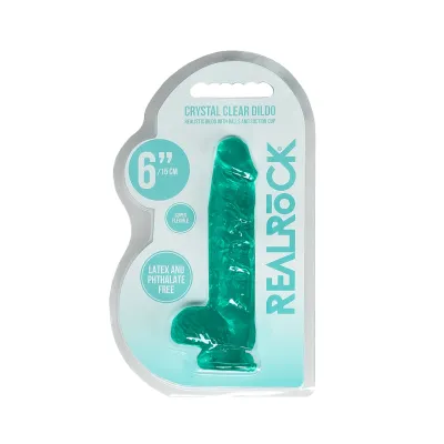 Realistické dildo RealRock Crystal Clear Model 6 s přísavkou, průhledné, 17 cm - obrázek 2