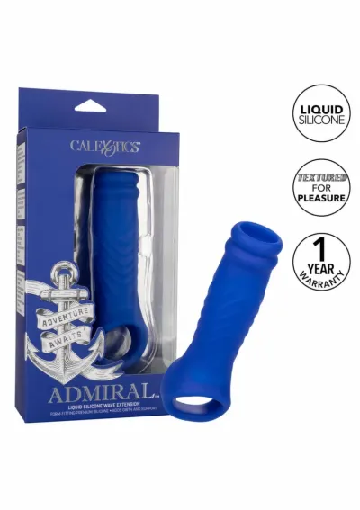 Návlek na penis CalExotics Admiral Wave Extension, tekutý silikon, modrý - obrázek 5