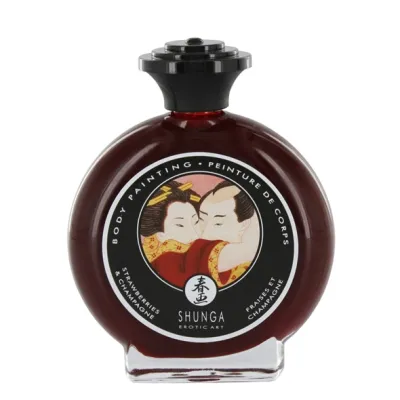 Jedlá barva na tělo Shunga Bodypainting, jahody a šampaňské, 100 ml