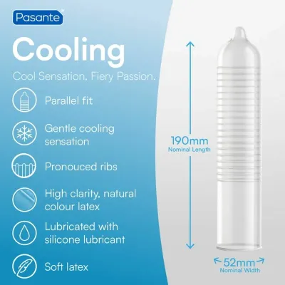 Chladivé vroubkované kondomy Pasante Cooling Sensation, 52 mm, 144 ks - obrázek 5