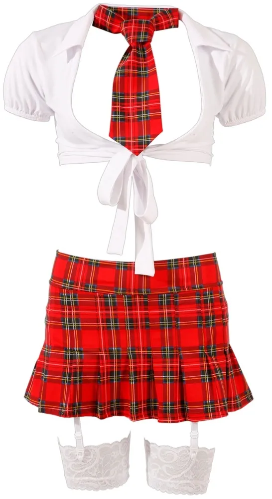 Kostým školačky Cottelli Collection Schoolgirl s punčochami a podvazky, S - obrázek 4