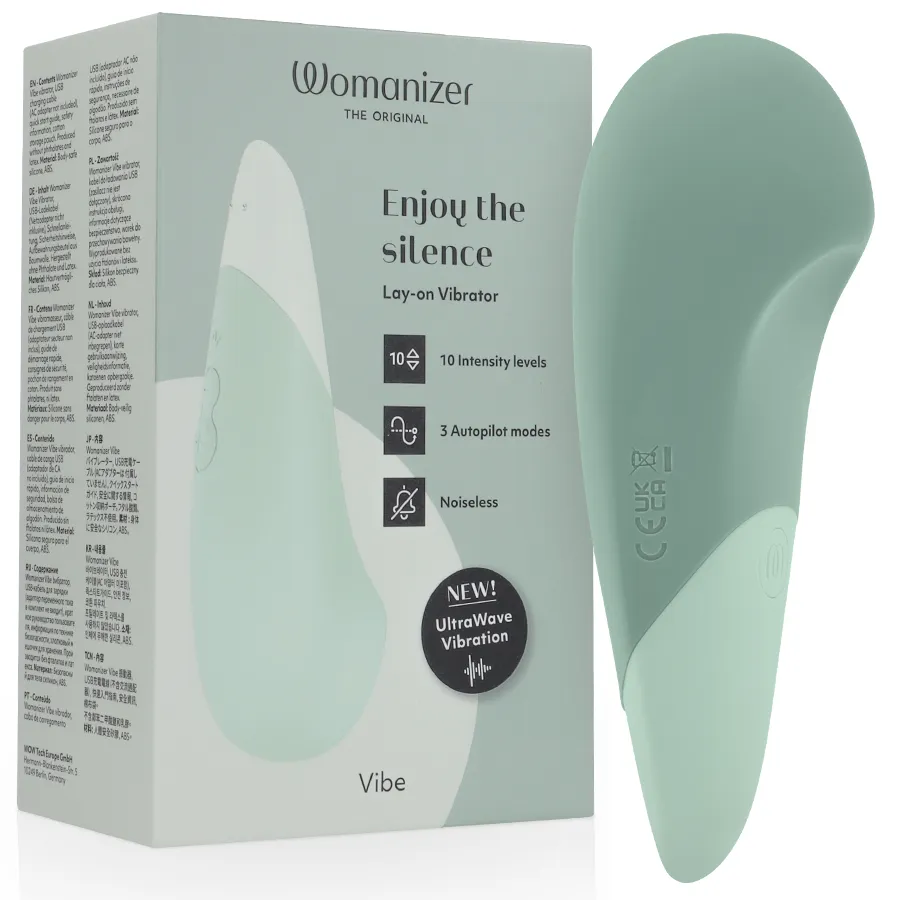 Tichý přikládací vibrátor Womanizer Vibe, šalvějově zelený