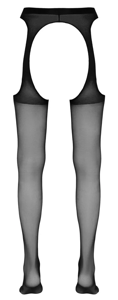 Punčocháče s imitací podvazků Cottelli Collection, černé, S/M - obrázek 5