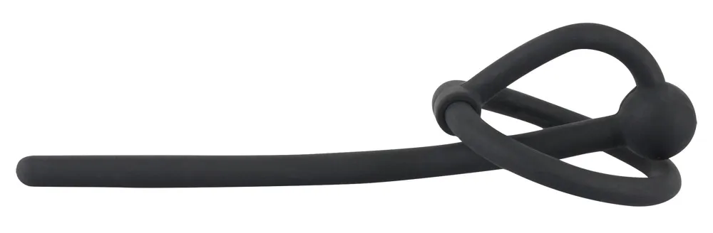 Silikonový dilatátor do močové trubice Penisplug s kroužkem na žalud, černý, 12 cm - obrázek 4