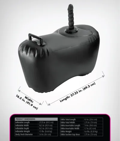 Nafukovací sedák s dildem Fetish Fantasy Series Body Dock, 69,2 cm, černý - obrázek 8