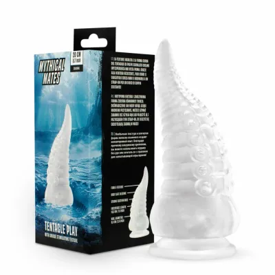 Dildo s přísavkou Mythical Mates Tentacle Play ve tvaru chapadla, průhledné, 22 cm
