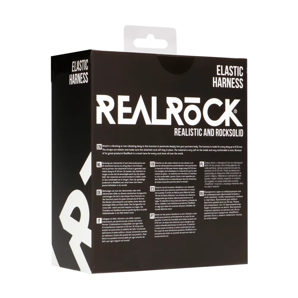 Elastický postroj na strap-on RealRock Elastic Harness, univerzální, černý - obrázek 3