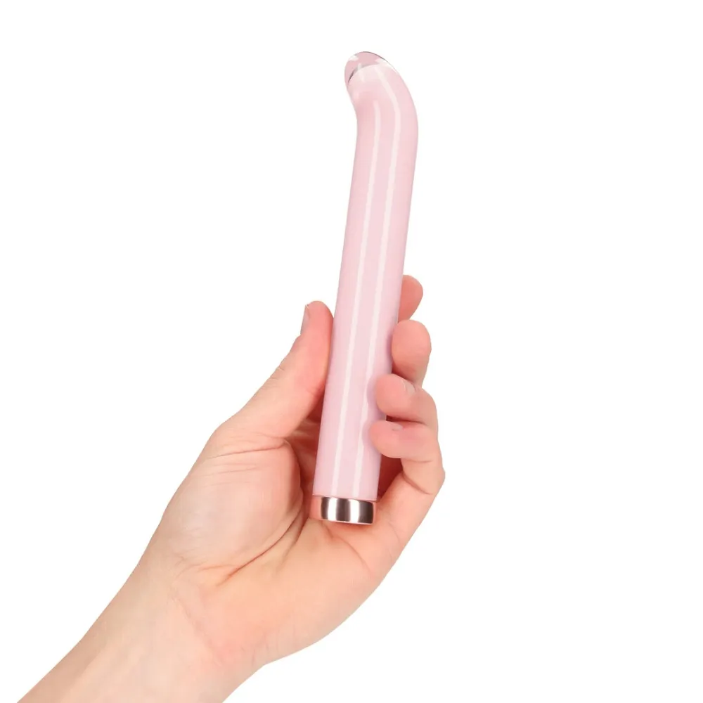 Skleněný stimulátor bodu G Loveline Glass G-Spot Vibe, zahnutý, růžový, 18 cm - obrázek 6