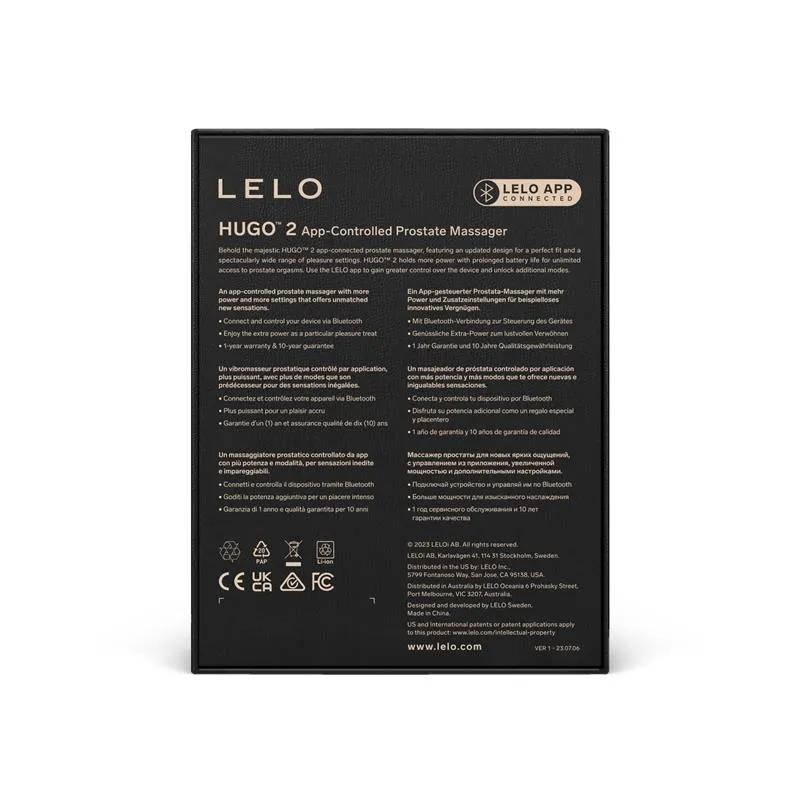 Stimulátor prostaty LELO Hugo 2 s aplikací, černý - obrázek 6
