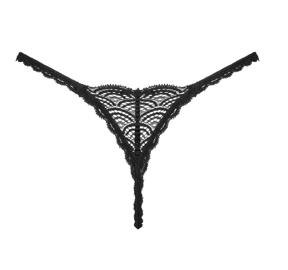Krajková tanga Obsessive Chemeris, černá, XS/S - obrázek 5