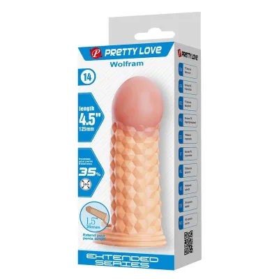 Prodlužovací návlek na penis Pretty Love Wolfram, 11,5 cm, Ø 3,8 cm, tělový - obrázek 7