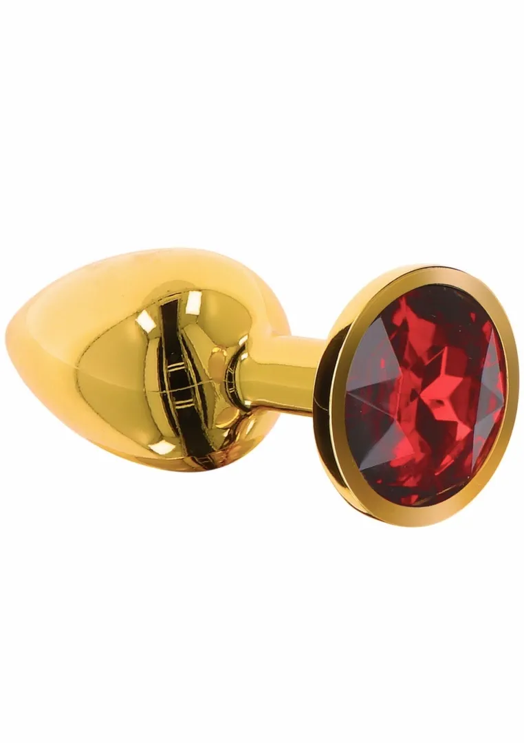 Anální kolík s kamínkem TABOOM Diamond Jewel L, zlatý hliník, červený krystal - obrázek 4