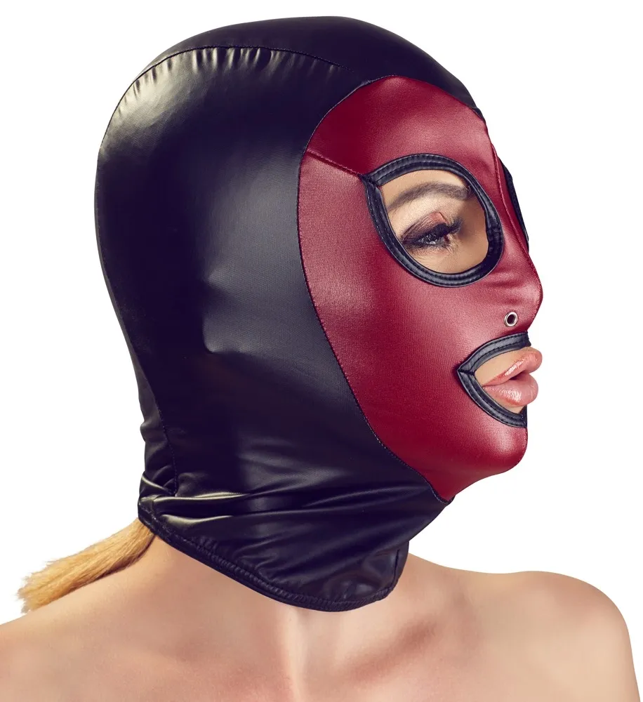 Elastická maska na hlavu Bad Kitty, černo-červená, unisex, univerzální velikost - obrázek 4