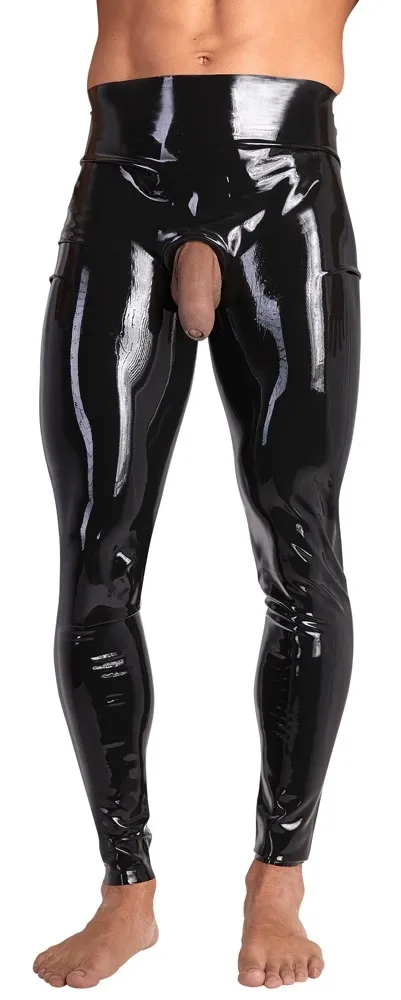 Pánské latexové legíny LateX s otvorem Showmaster, černé, S - obrázek 2