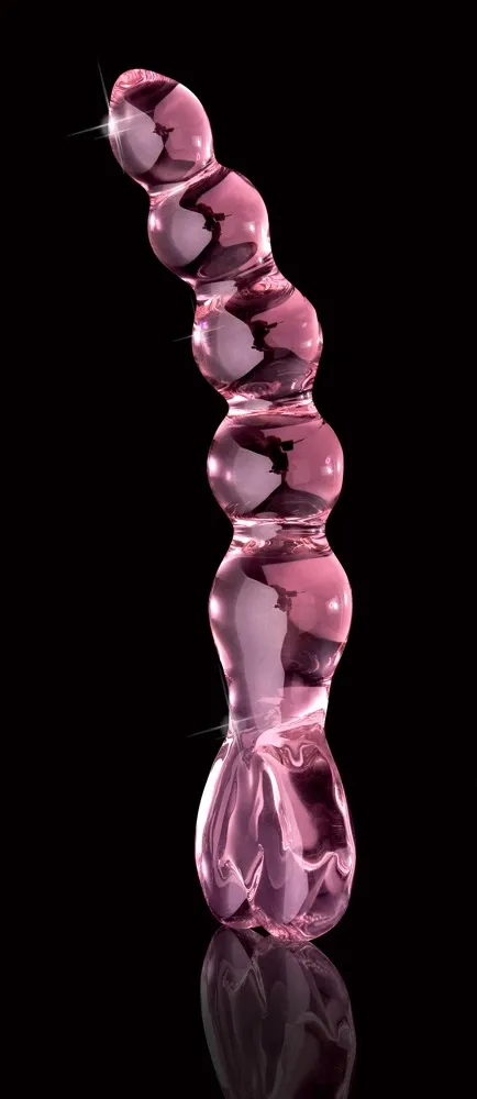 Skleněné dildo Icicles No. 43 s rukojetí ve tvaru srdce, růžové - obrázek 3
