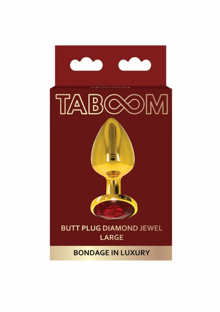 Anální kolík s kamínkem TABOOM Diamond Jewel L, zlatý hliník, červený krystal - obrázek 3