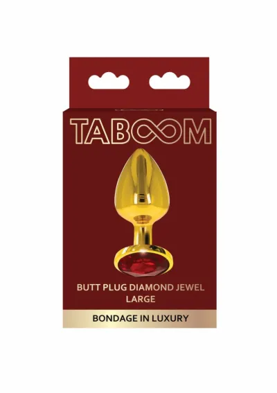 Anální kolík s kamínkem TABOOM Diamond Jewel L, zlatý hliník, červený krystal - obrázek 3