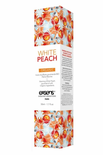 Hřejivý masážní olej EXSENS White Peach Organic, bílá broskev, 50 ml