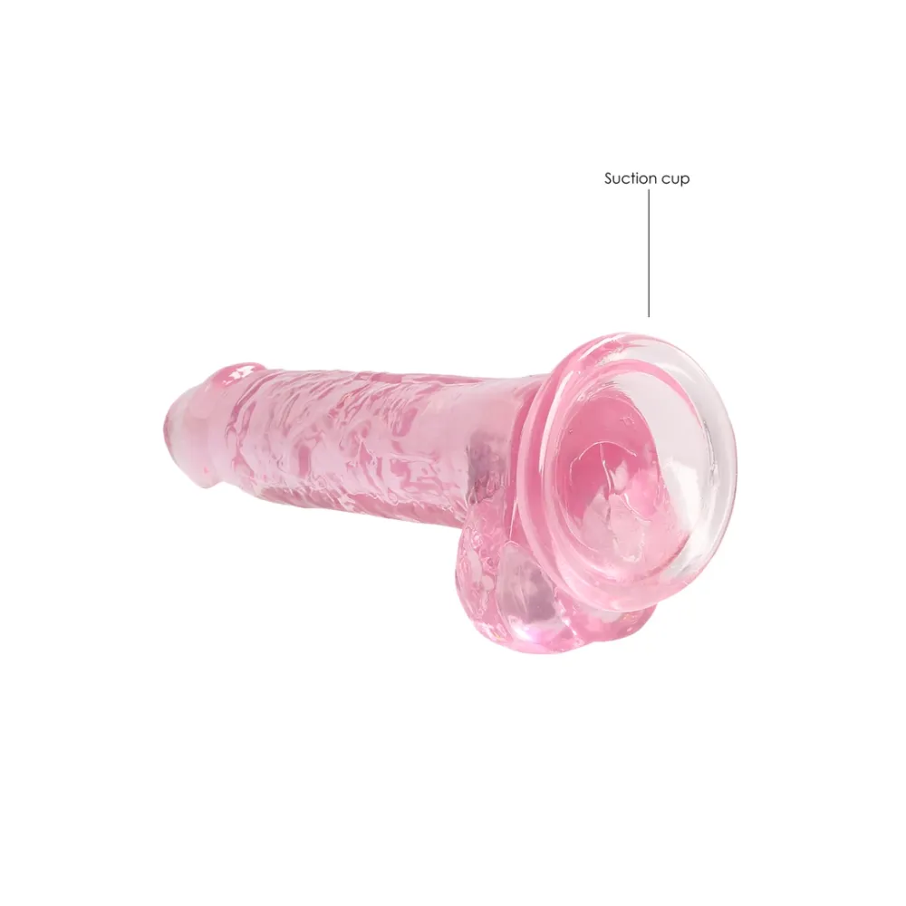 Realistické dildo s varlaty a přísavkou RealRock Crystal Clear 7", průhledné - obrázek 5