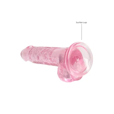 Realistické dildo s varlaty a přísavkou RealRock Crystal Clear 7", průhledné - obrázek 5