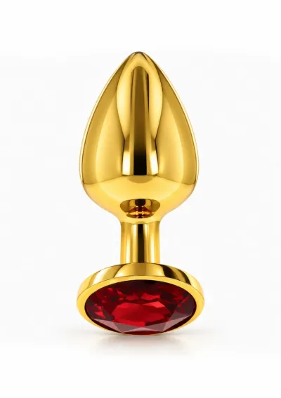 Anální kolík s kamínkem TABOOM Diamond Jewel S, zlatý hliník, červený krystal - obrázek 8