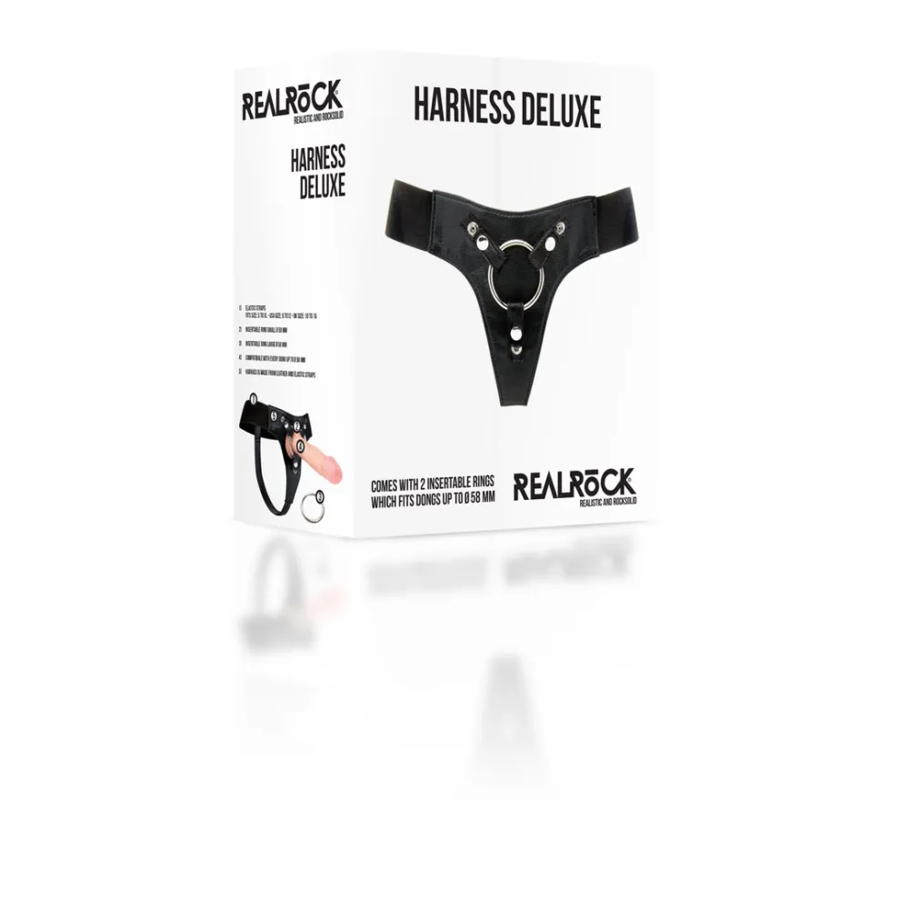 Postroj na strap-on RealRock Harness Deluxe, univerzální, nastavitelný, černý - obrázek 2