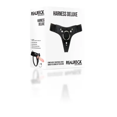 Postroj na strap-on RealRock Harness Deluxe, univerzální, nastavitelný, černý - obrázek 2