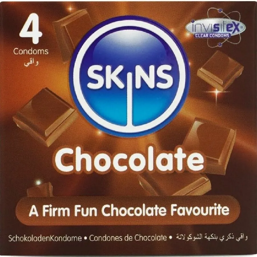 Kondomy Skins Chocolate s čokoládovou příchutí, 4 ks